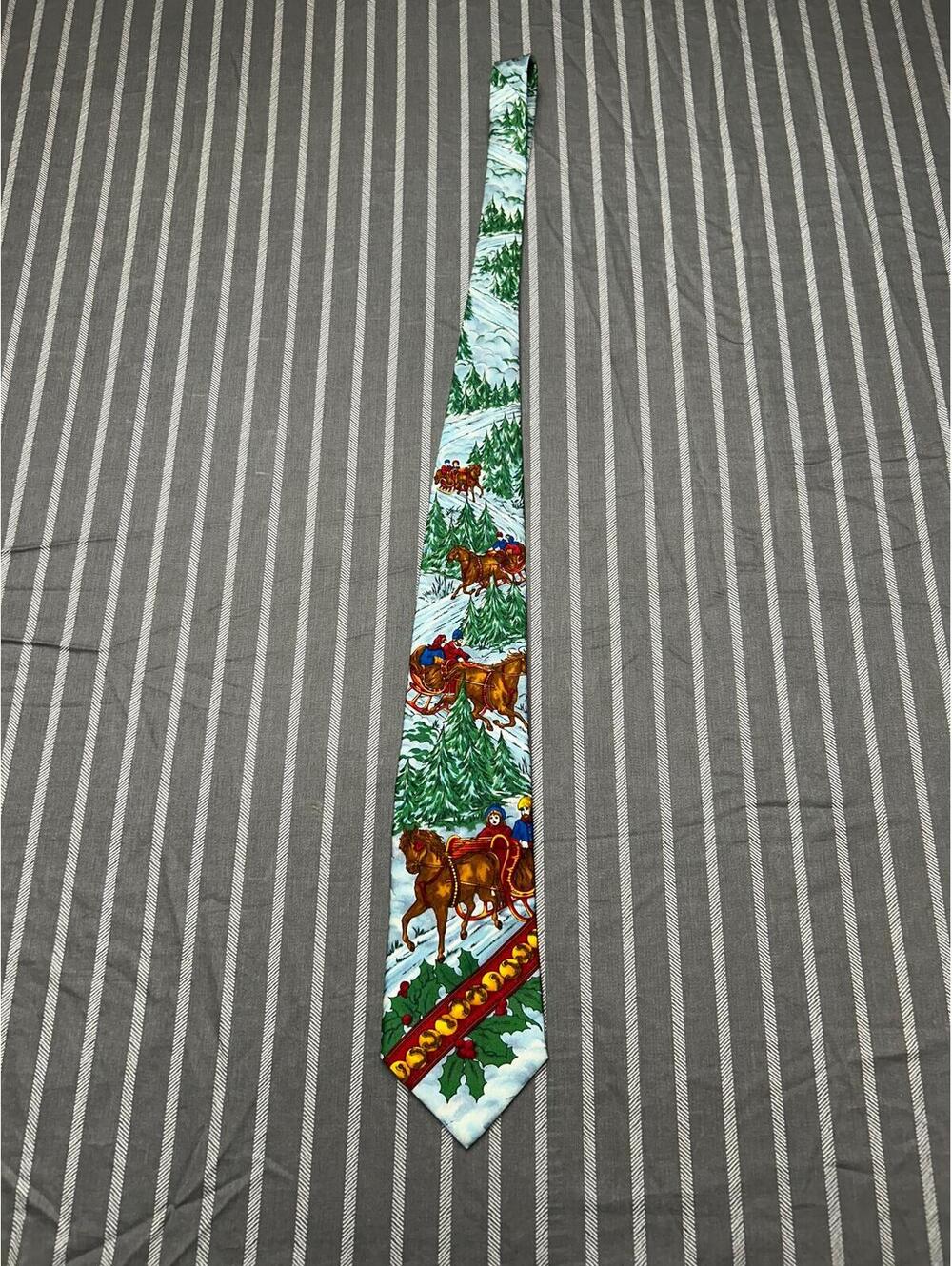 Lands End Silk Tie Sleigh Ride To Grandmas House